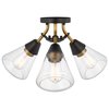 Nuvo Starlight 3-Light Semi Flush Mount, E26 60W, Matte Black, Clear Seeded 60/7684